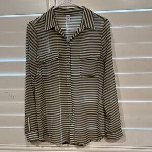 Old Navy Tan and Cream Striped Shirt
